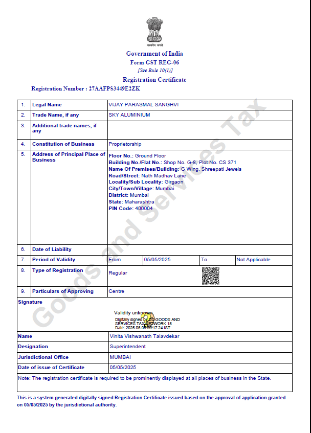 GST Certificate